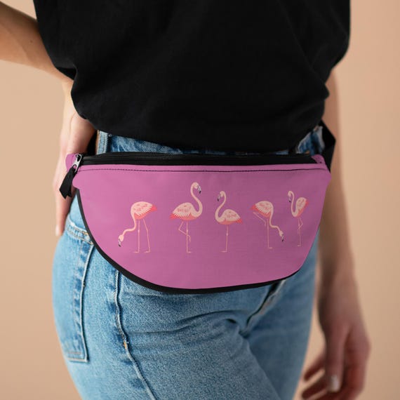 Flamingo Fanny Pack, Pink Flamingo Travel Bag, Tropical Waist Pouch, Beach Vacation Accessories, Summer Festival Purse, Hip Bag for Women