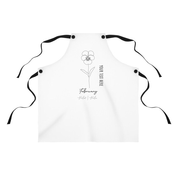 February Violet Birth Flower Apron | Customizable All-Over Print