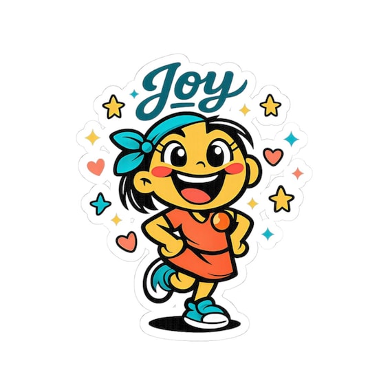 Joy Mood Cartoon Sticker | kawaii minimal, thick outline, emoji face