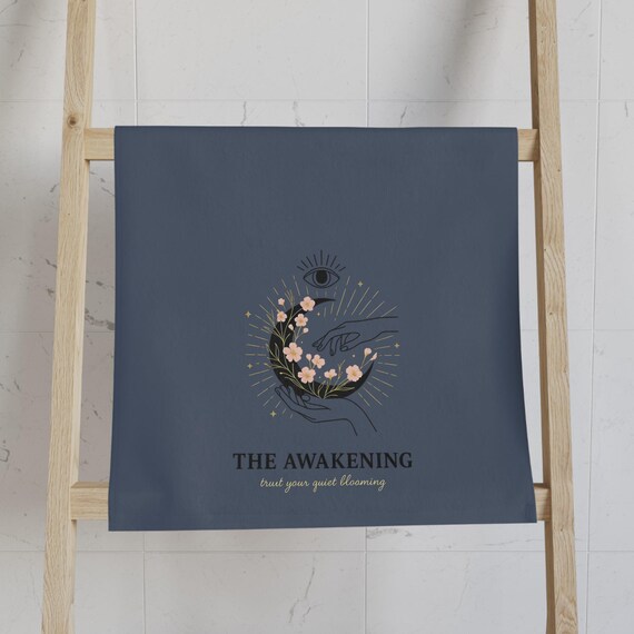 The Awakening crescent moon floral Hand Towel | mystical boho bathroom decor