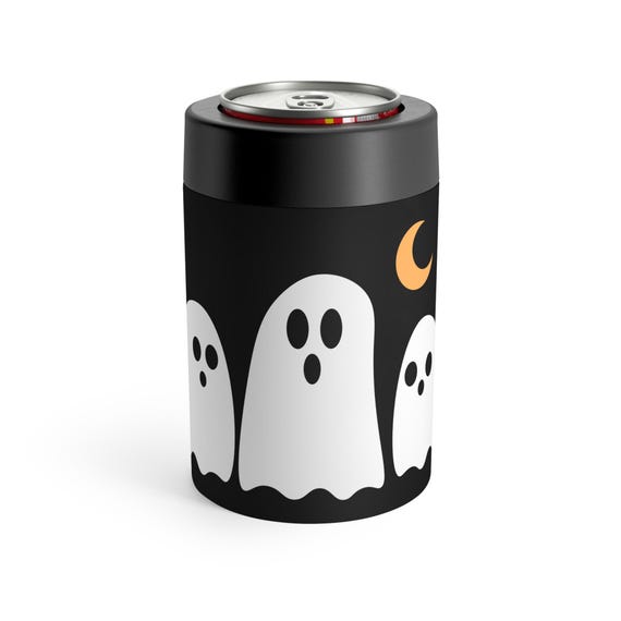 Halloween Can Holder, Three White Ghosts - Spooky Drink Sleeve, Beverage Insulator, Beer Holder, Halloween Party Favor, Fall Festival Gift