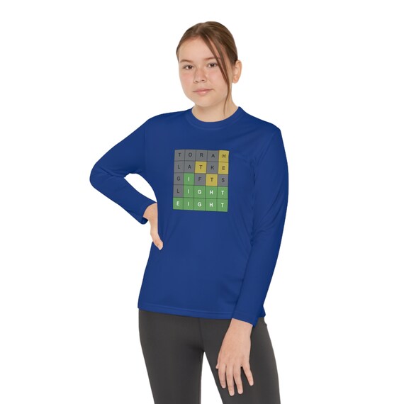 Hanukkah Wordle - Youth Long Sleeve Competitor Tee