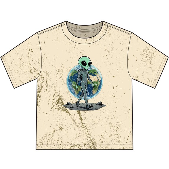 Alien Walking on the Moon Earthrise Youth T-Shirt | Space Graphic Tee
