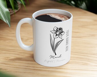 Fleur de naissance de jonquille de mars - Mug en céramique 11 oz