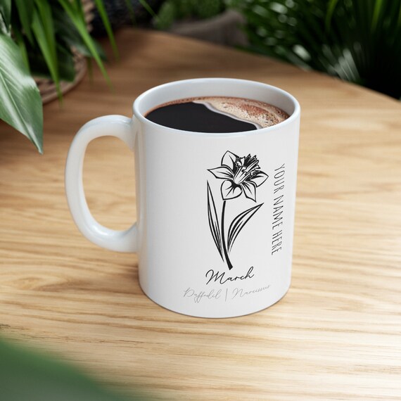 March Daffodil Birth Flower - Ceramic Mug 11oz