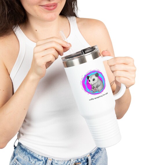 Witty Possum Illustration Insulated Travel Mug | 40oz | Softly Accepting the Void