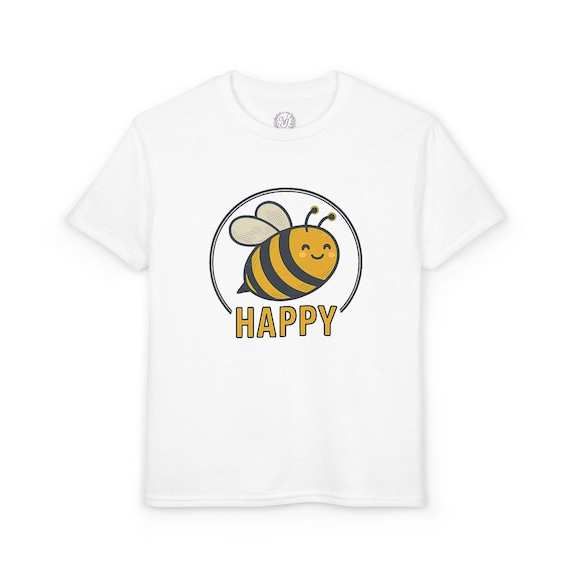 Bee Happy Youth T-Shirt | Cute Smiling Bee Graphic