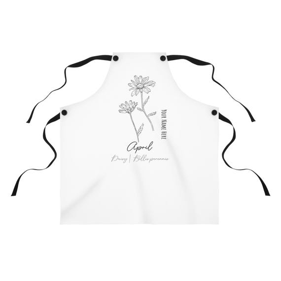 April Daisy Birth Flower Apron | Personalized All-Over Print Apron