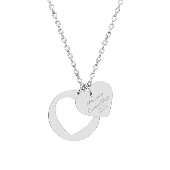 Engraved Heart Cutout Necklace Personalized Circle Pendant | Custom Engraving