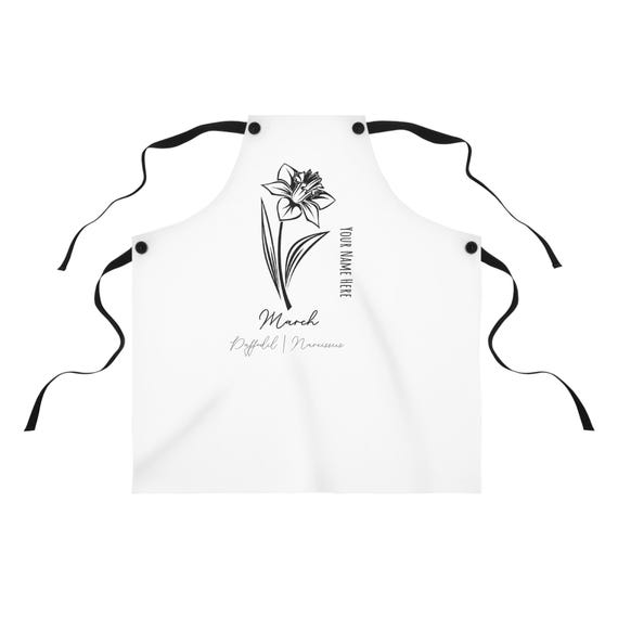 Personalizable Daffodil March Birth Flower Apron | AOP, Customizable