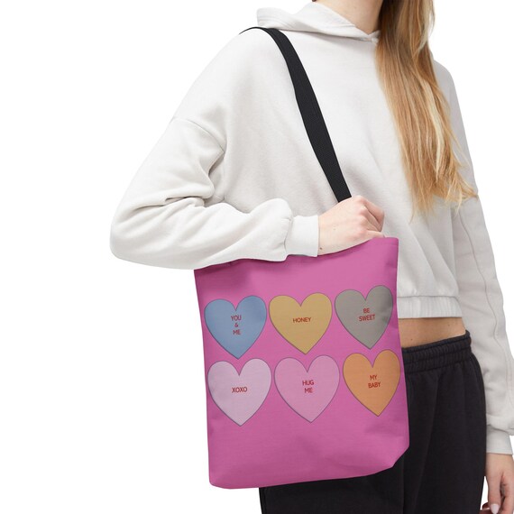Sweethearts Candy Hearts Tote Bag | All-Over Print, Valentine Theme