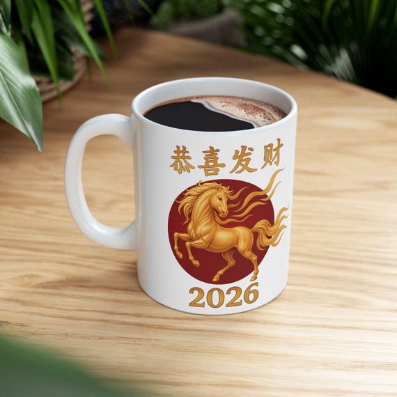2026 Horse Lunar New Year - Ceramic Mug 11oz | Happy New Year | Chinese New Year
