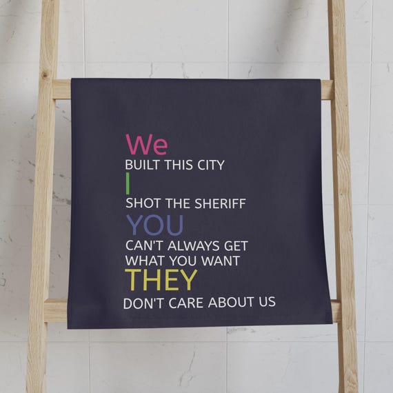 Rock Song Title hand towel | lyric typography kitchen towel