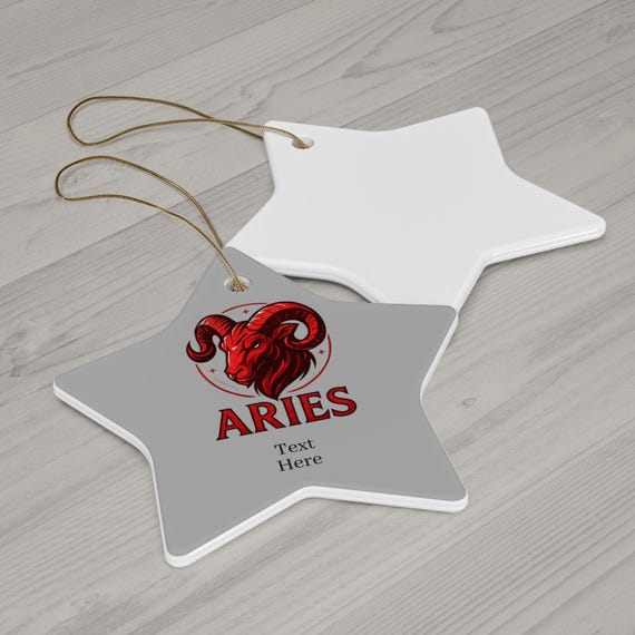 Aries Ceramic Ornament - Zodiac Star Decoration, Personalized Gift for Astrology Lovers, Unique Holiday Keepsake, Home Decor