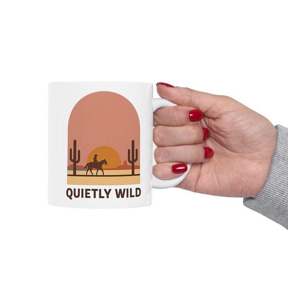 Quietly Wild | Desert Sunset Cactus Mug | Ceramic Coffee Cup 11oz 15oz