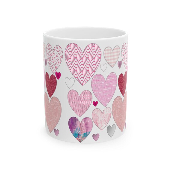 Textured Hearts - Ceramic Mug 11oz