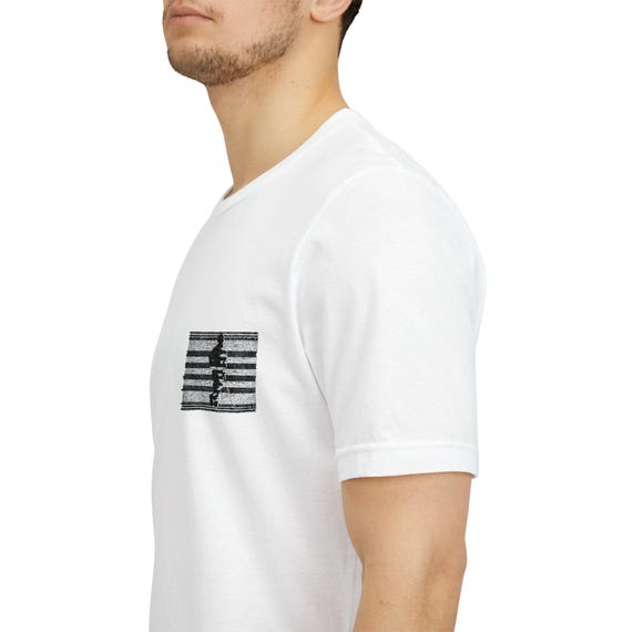 Embroidered Distressed American Flag Embroidered Pocket Tee | Golf Stance, Patriotic