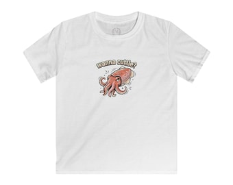 Wanna Cuttle? Cuttlefish Kids Tee | Cute Ocean Cephalopod Shirt