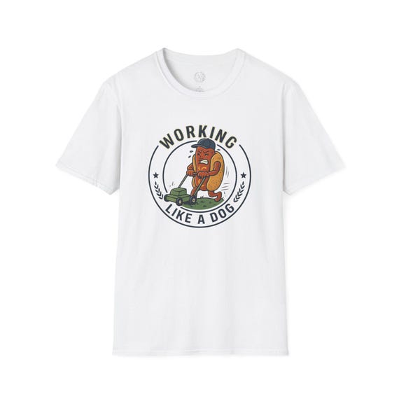 Working Like a Dog graphic T-Shirt | Cartoon Dog Gardener tee