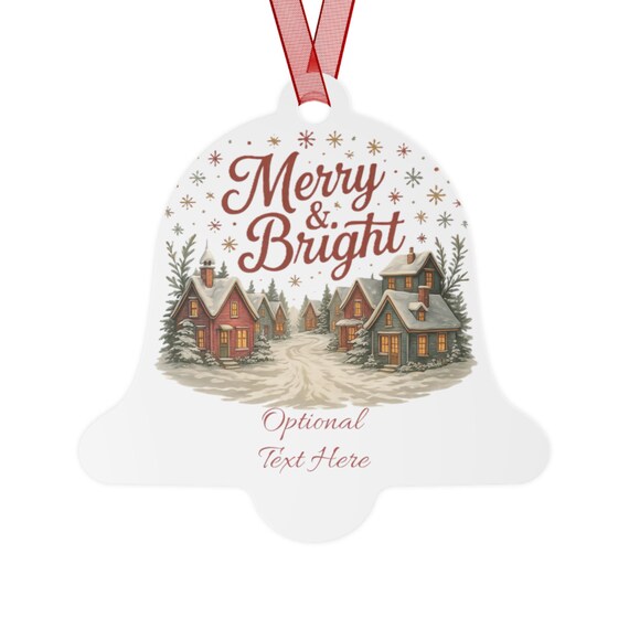 Merry & Bright Village Customizable Different Shaped Ornaments | Metal Ornament, Christmas Holiday Decor