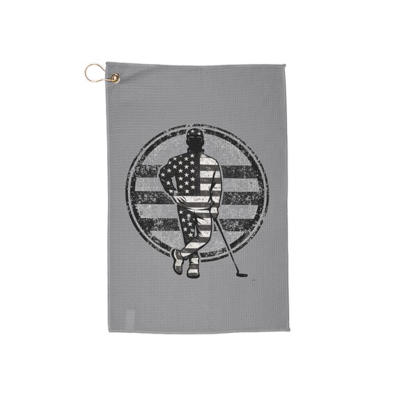 Green Lean Monochrome Golfer Silhouette Towel | Golf Club Towel Accessory