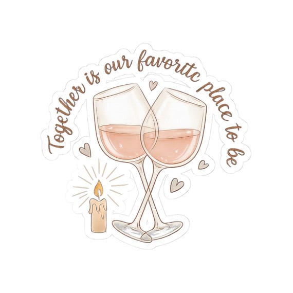 Candlelit Wine Cheers Sticker | Date Night at Home, Cozy Couple