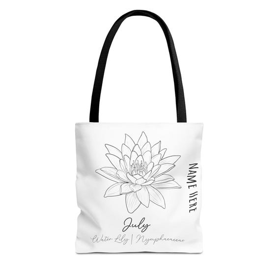 July Birth Flower - Water Lily - CUSTOMIZABLE Tote Bag (AOP)