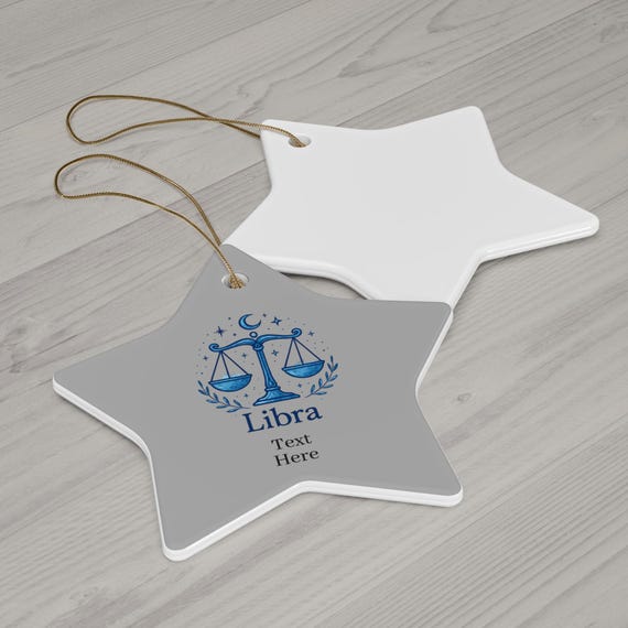 Libra Ceramic Ornament - Zodiac Star Decoration, Personalized Gift for Astrology Lovers, Unique Holiday Keepsake, Home Decor