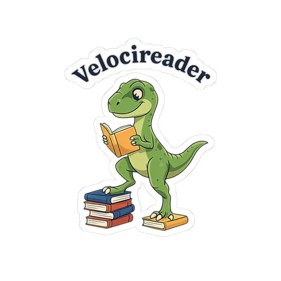 Velocireader Dinosaur Reading Sticker | Kiss-Cut Sticker, Book Lover Decal