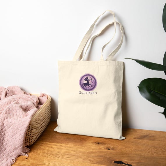 Sagittarius Zodiac Sign Tote Bag - Stylish Cotton Canvas Market, Eco-Friendly Shopping, Art, Gym Bag, Personalized Gift