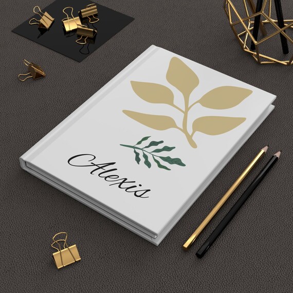 Hardcover Journal, Flower and Leaves Notebook, Personalized Writers Gift, Fall Daily Planner, Self-Care Stationery, Custom Journal, Matte