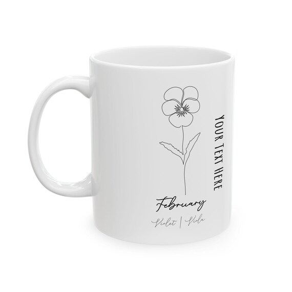 February Violet Birth Flower Mug | Ceramic 11oz 15oz