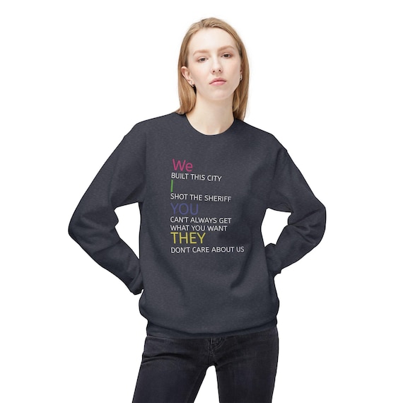 Rock Song Title Humor crewneck sweatshirt | Band Lyric Text Art