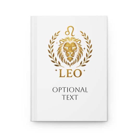 Customizable Gold Leo Lion Zodiac Crest Hardcover Journal | Zodiac Notebook