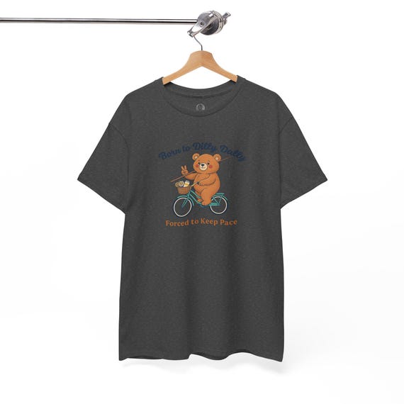 Bear Dilly Dally Riding Bike T-Shirt | Cute Bike Bear Graphic Tee | Always Late Humor