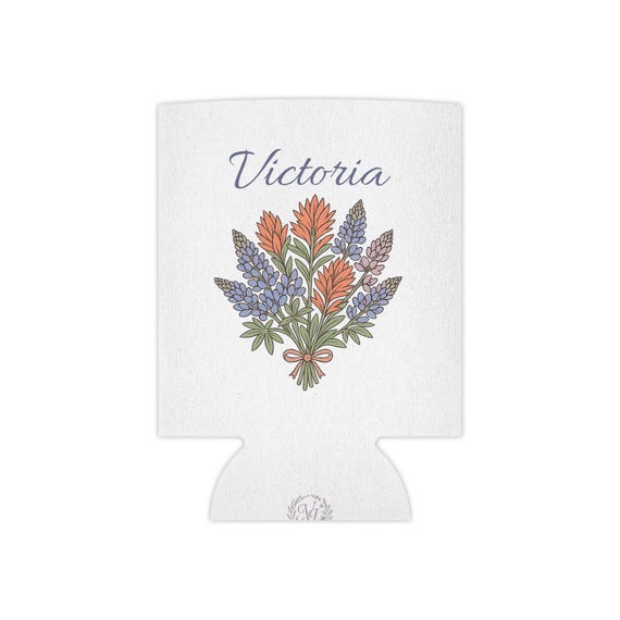 Personalized Wildflower Bouquet Can Cooler | Floral Name Can Cooler