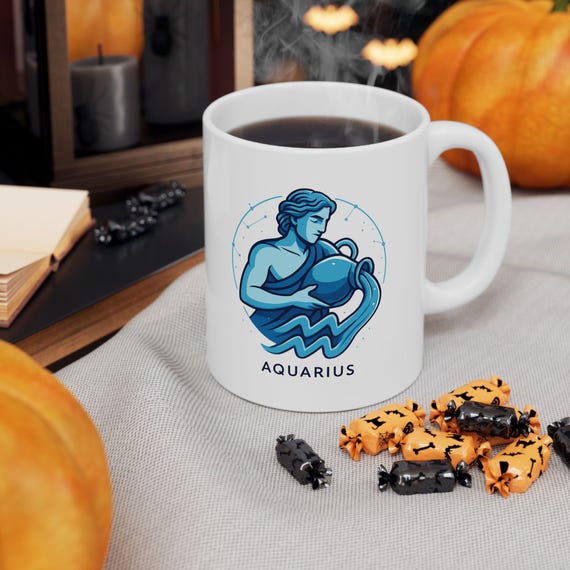 Aquarius Zodiac Ceramic Mug, Gift, Custom Drinkware, Coffee & Tea Cup, Home Decor, Unique Present, 11oz 15oz