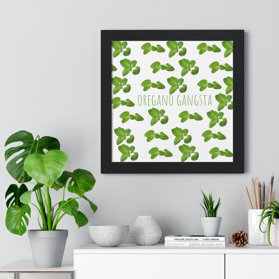 Oregano Gangsta - Funny Herb Humor - Kitchen Framed Horizontal Poster