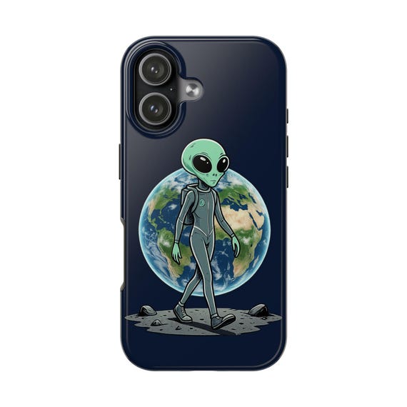 Alien Walking on Moon Earthrise phone case | Tough Phone Cases, Earth background