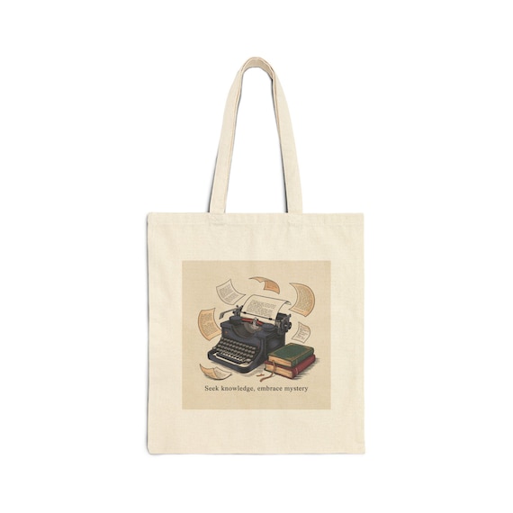Vintage Typewriter Illustration Tote | Literary Quote Canvas Bag