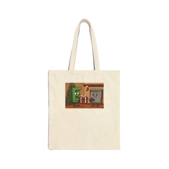 Good E & Naughty Holiday Humor Tote | Cotton Canvas Tote Bag