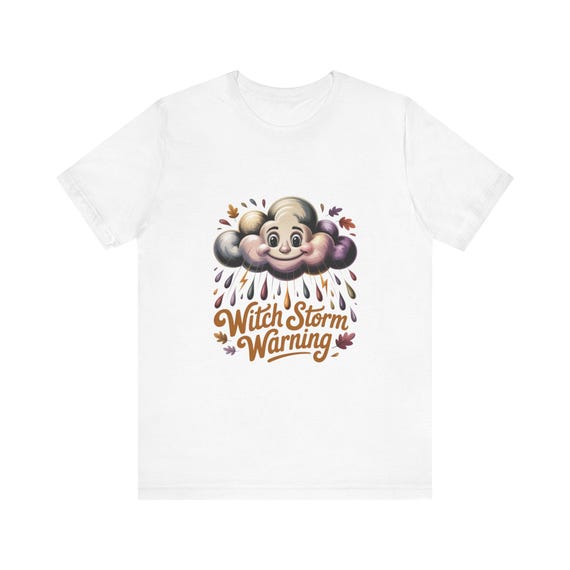 Witch Storm Warning Tee | Cute Cloud Witch, Autumn Leaves, Halloween Shirt