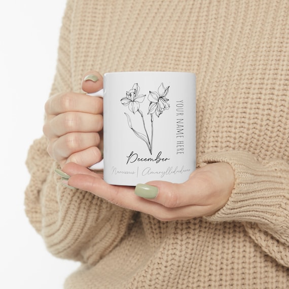 December Narcissus Birth Flower - Ceramic Mug 11oz