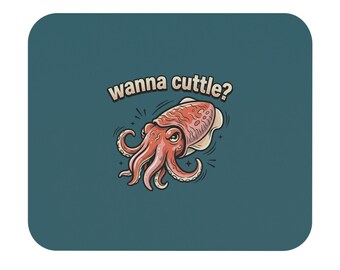 Wanna Cuttle? Cuttlefish Illustration Mouse Pad | Cute Sea Creature Desk Mat