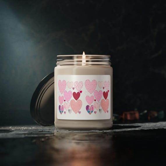 Textured Hearts - Scented Soy Candle, 9oz