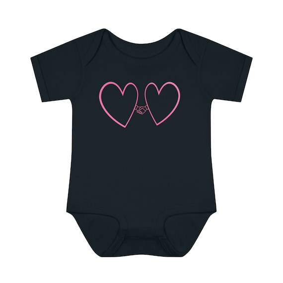 Hearts Holding Hands - Valentines - Infant Baby Rib Bodysuit