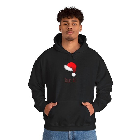 Jolly AF - Funny Holiday Christmas Hoodie, Ugly Christmas Sweater, Funny Xmas Jumper, Festive Sweatshirt, Cozy Winter Pullover