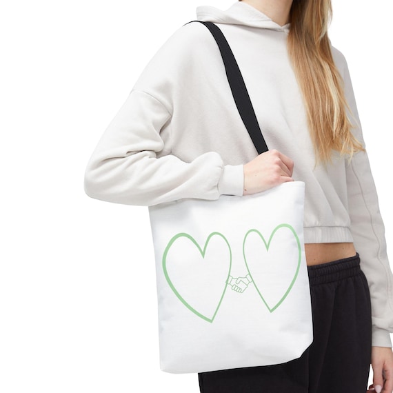 Green Hearts Holding Hands - Tote Bag (AOP)