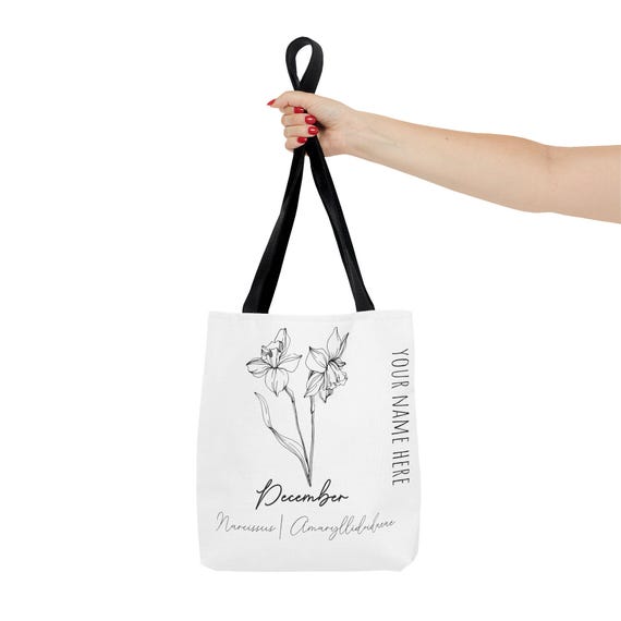 December Birth Flower - Narcissus - CUSTOMIZABLE Tote Bag (AOP)