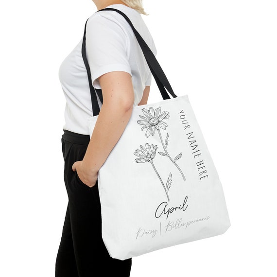 April Birth Flower - Daisy - CUSTOMIZABLE Tote Bag (AOP)